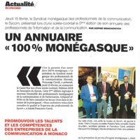 Presse : Monaco Hebdo (22-02-2018) : « Un annuaire 100% monégasque »